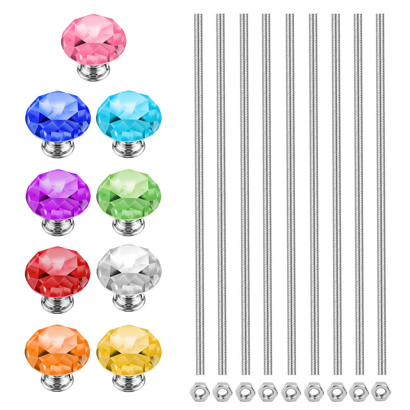 8/32 Inch Threaded Rods with Diamond Tops and Hex Nuts,9Pcs M4 12 inch 304 Stainless Steel Fully Threaded Rod,9 Pcs Diamond Tops(Classic),9 Pcs Hex Nuts