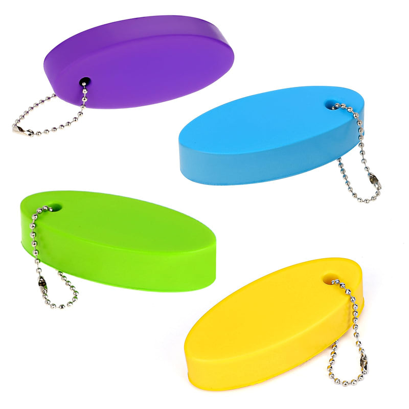 Floating Keychain for Boat Keys, 4 Pack Waterproof Bright Color Key Rings Pendant for Fishing Surfing Sailing Kayak Purple/Blue/Green/Yellow
