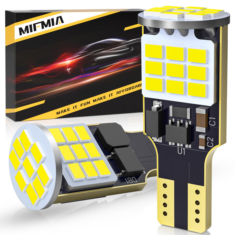 912 921 LED Bulb Reverse Lights, High Power 27-SMD Chipsets Error Free T15 906 922 W16W Bulbs, 6500K White (Upgraded, Pack of 2)