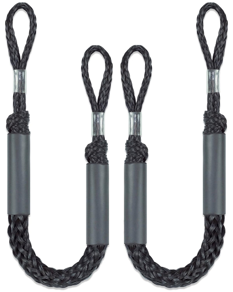 Geelu 2.5FT Bungee Dock Line 2PCS Boat Fender Ropes Use with Fenders, Buoys Or for Docking Pontoons Boat Accessories for Boats,Jet Ski, Seadoo, Yamaha (Black, 2.5Feet) Black
