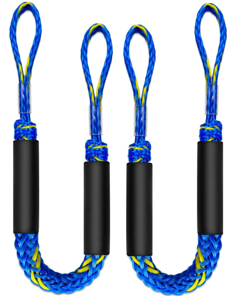 Geelu 2.5FT Bungee Dock Line 2PCS Boat Fender Ropes Use with Fenders, Buoys Or for Docking Pontoons Boat Accessories for Boats,Jet Ski, Seadoo, Yamaha (Blue+Yellow, 2.5Feet) Blue+Yellow