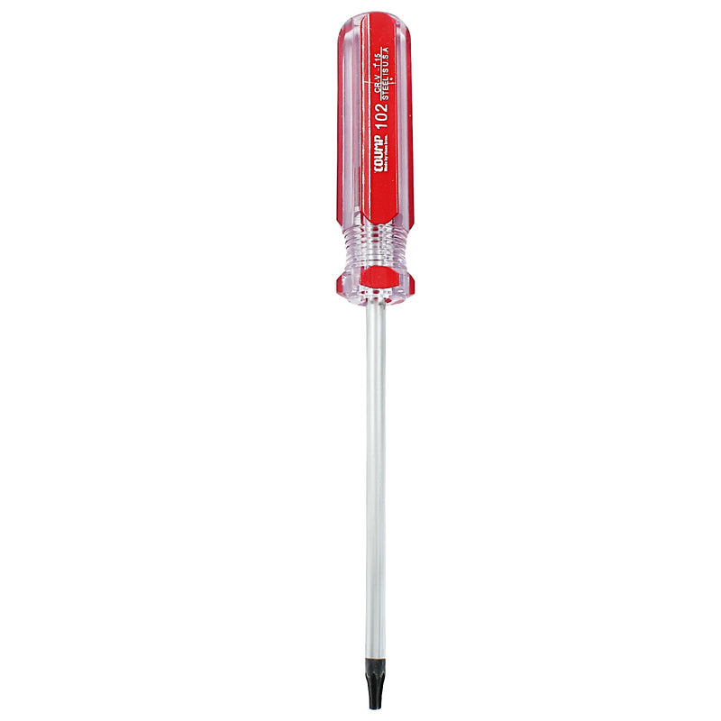 T15 Security Torx Screwdriver with Magnetic Tip, 7 Inch / 178mm Cr-V Steel Screwdriver for Repairing and DIY, 4 Inch Working Length with Red Insulated PVC Handle 1 T15