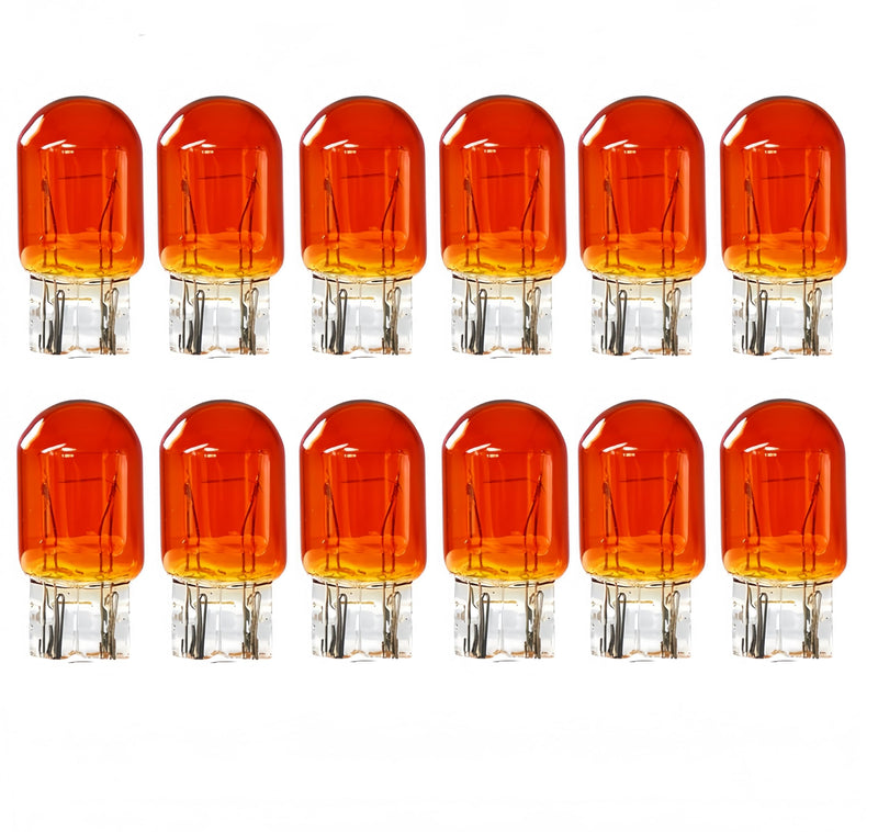 7443NA 7443A Bulb,7444NA T20 Auto Brake Light Bulbs/Tail/Turn Signal 7443 Amber Yellow Orange WY21/5W Long Life Lights fit for Silverado Dodge Dart Sierra Wrangler (12 pack bulk) KadibyBC-7443A