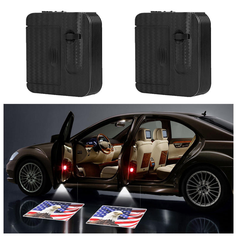 2PCS Cool Car Door Lights Logo Projector,HD Car Welcome Door Light Courtesy Lights,Universal Car Door Projector Lights Car Light Accessories for Most Cars SUVs RVs (Eagle Flag) Eagle Flag