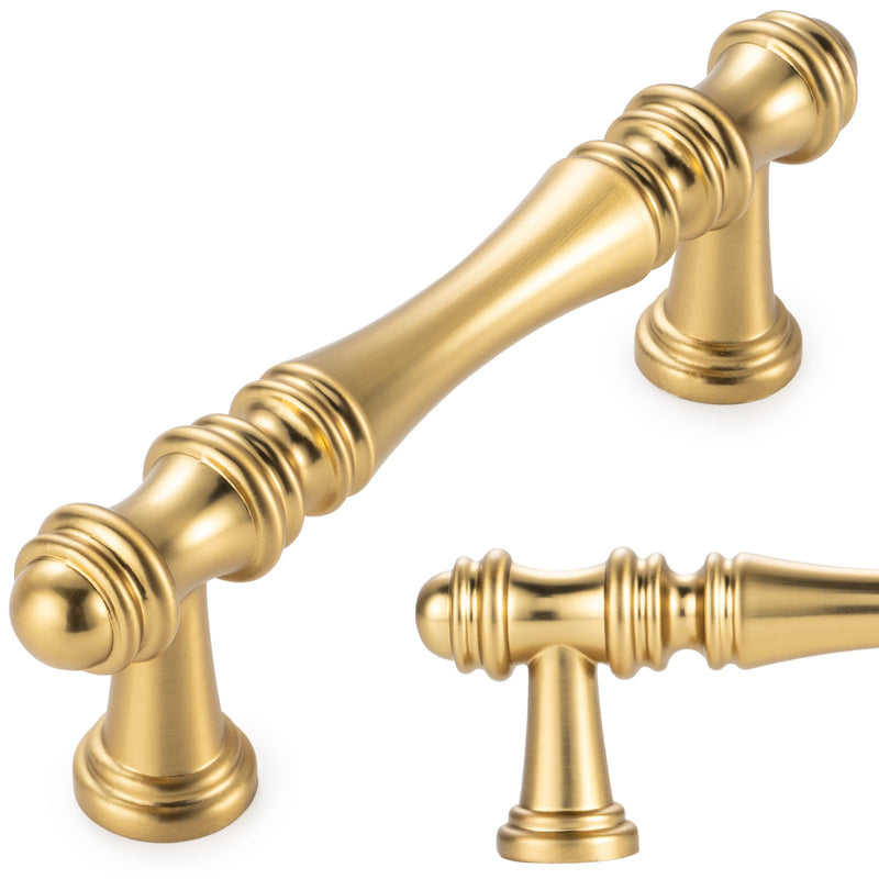 KOOFIZO 10 Pack 3 Inch Brushed Gold Kitchen Cabinet Handles Gold Cabinet Pulls Cabinet Hardware P30 for Cabinets Drawer Dresser Cupboard Bedroom Bathroom 3" CC - 10Pcs Classic
