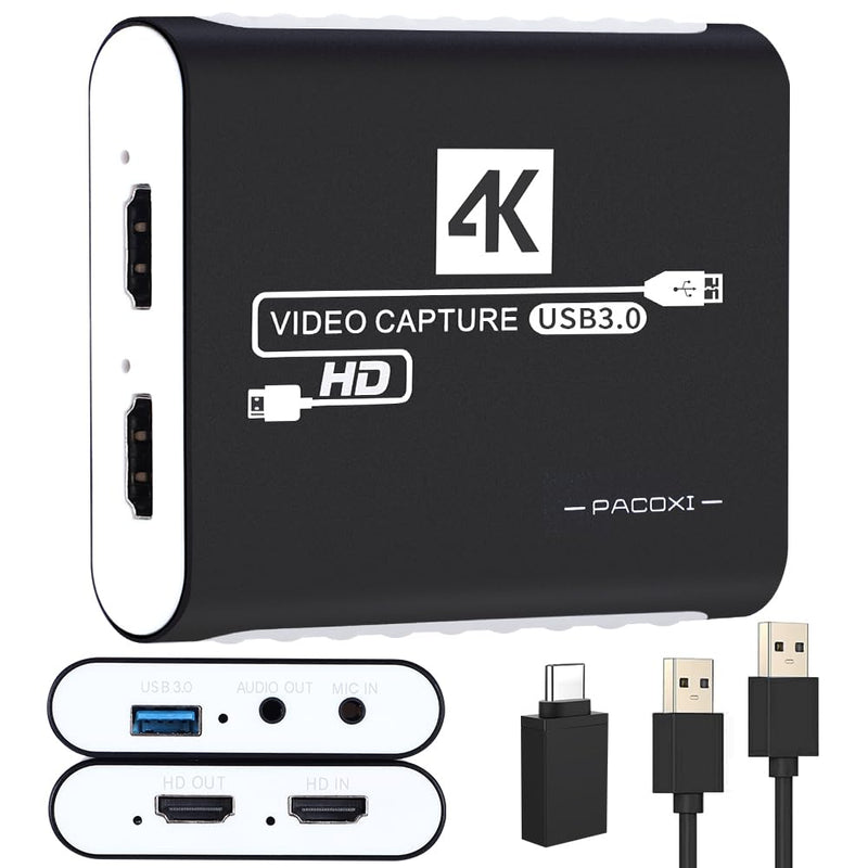 USB 3.0 Video Capture Card,1080P HDMI Recorder Game Capture Card for Windows/Mac OS,Compatible with Switch/PS5/PS4/Xbox/PC/Camera for OBS,Twitch,TikTok,YouTube Live Streaming and Recording White