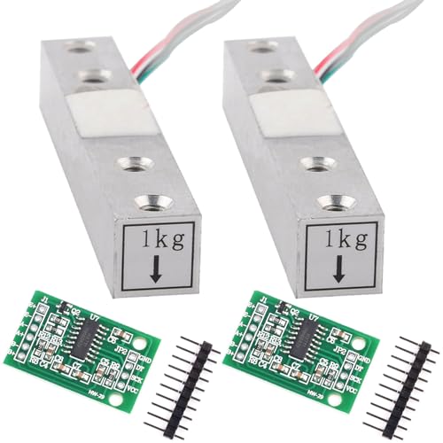 2sets 1kg Load Cell Weight Sensor + HX711 Weighing Sensor Dual-Channel 24 Bit Precision A/D Module Pressure Sensor 2sets (1kg + HX711)