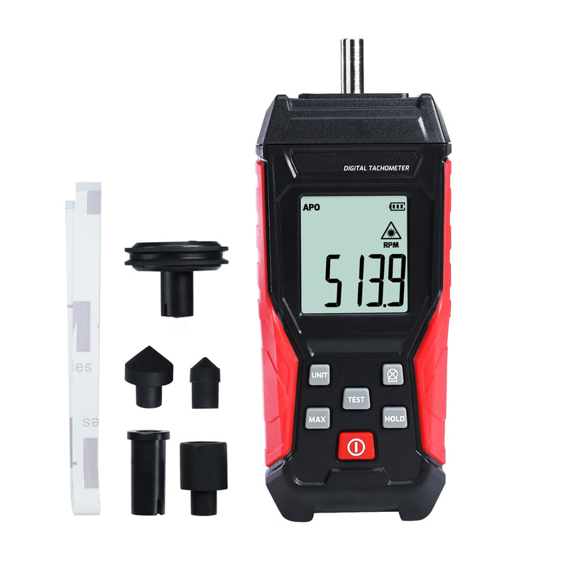 2-in-1 Digital Tachometer, Non Contact RPM Meter Laser Photo Tachometer 3~100,000 RPM, Contact RPM Tachometer 3~19999RPM Speed Meter with Data Hold, Max/Min/AVG