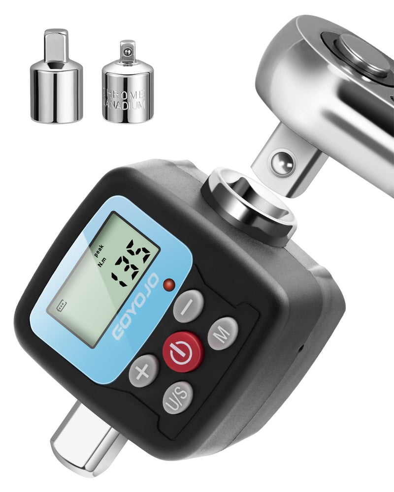 GOYOJO Digital Torque Wrench Adapter, 4-135Nm (2.95-99.6 ft-lb) Electronic Torque Converter with Digital Display, 1/2", 1/4", 3/8" Adapters for Motorcycles, Engine Maintenance, and Versatile DIY Use (135n.m)