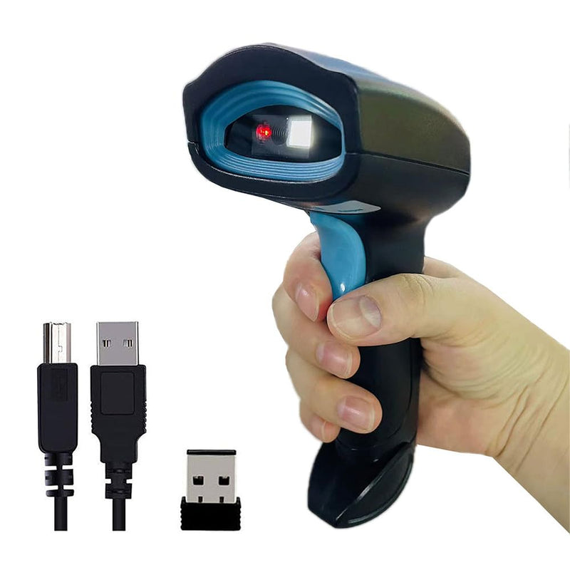 Wireless Bluetooth Barcode Scanner Automatic 2D QR Code Scanner Wireless for POS System, 1D PDF417 Screen Scanning Barcode Reader for Warehouse Inventory,Supermarket,Retail Shop Wireless Bluetooth