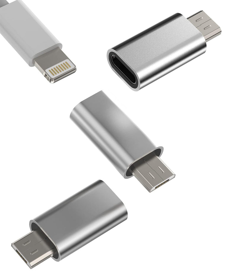 Lightning to Micro USB Adapter (3 Pack) Compatible with Samsung Galaxy S7 Active Edge S6 Note5 Note4 Note3 Lightning Female Cable Micro USB Male Port Converter Accessories Portable Travel Daily Car