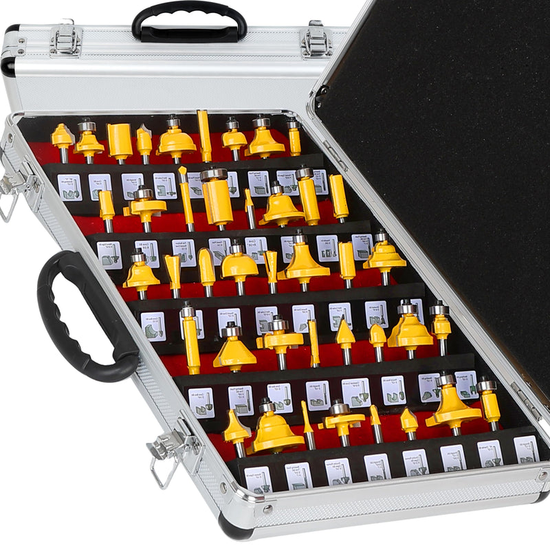 LEATBUY Router Bit Set 1/4-Inch Shank 41 PCS Round Over Panel Cabinet Door Ogee Rail Stile Router Bits Sets Woodworking Wood Cutter Woodwork Carbide Groove Tongue Milling Tool (YT01) YT01