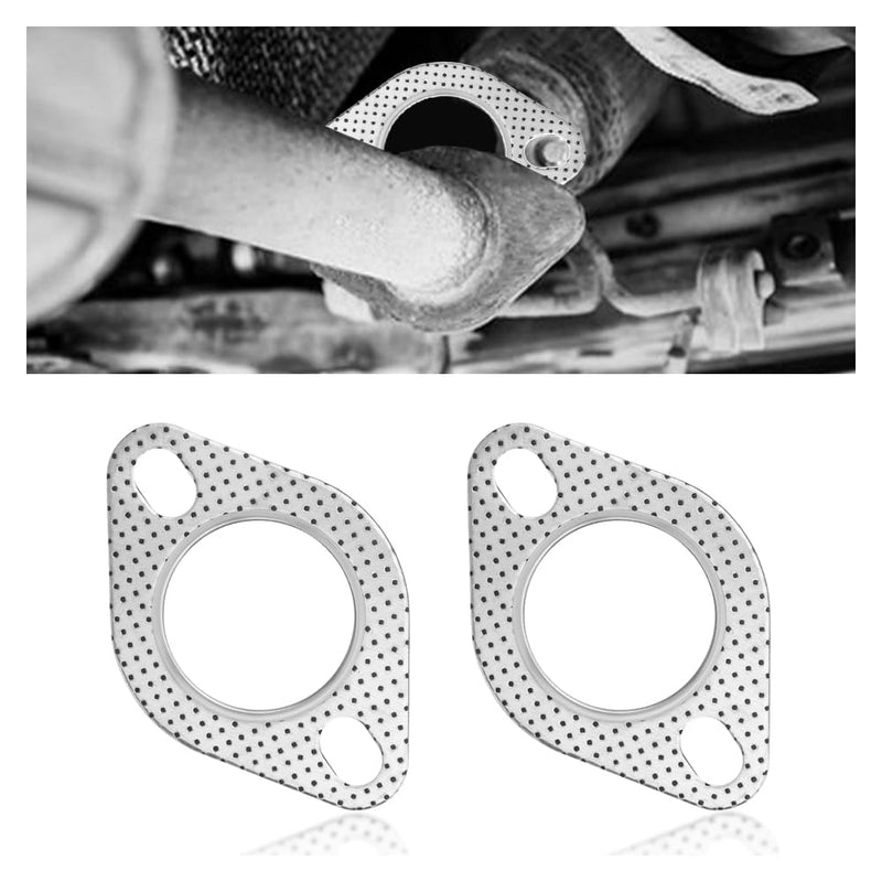 2PCS Car Exhaust Gasket,2.25" 2-Bolt Exhaust Flange Gasket Car Accessories,Professional Exhaust Manifold Gasket Made of High Temp Gasket Material (2.25 inch) 2.25inch