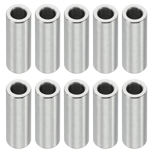 PATIKIL M5 Stainless Steel Spacers, 10 Pcs Metal Spacer Stainless Steel 5.1mm ID x 8mm OD x 20mm L Stainless Steel Spacer Screw Standoff Round for 1/5inch or M5 Screw Bolts
