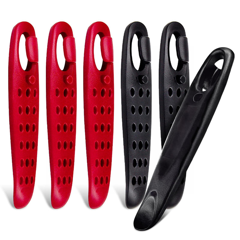 Ultra Strong Bicycle Tyre Levers, 2 Sets Compact Bike Tire Repair Kit, Sturdy Plastic Bike Tire Spoons Set, Reliable Cycling Changing Tools, Quick Repair Pry Bar Lever Kits, Red, Black