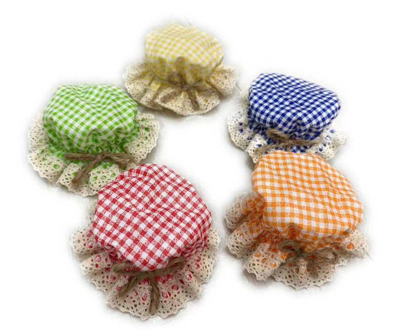 10 Pieces Elastic Jar Cover Cloth - 100% Cotton - Breathable Fermentation Lid Bowl - Stretch Colorful Gingham (Checkered) Pattern Fabric - Reusable Elastic Cloth Jar Covers