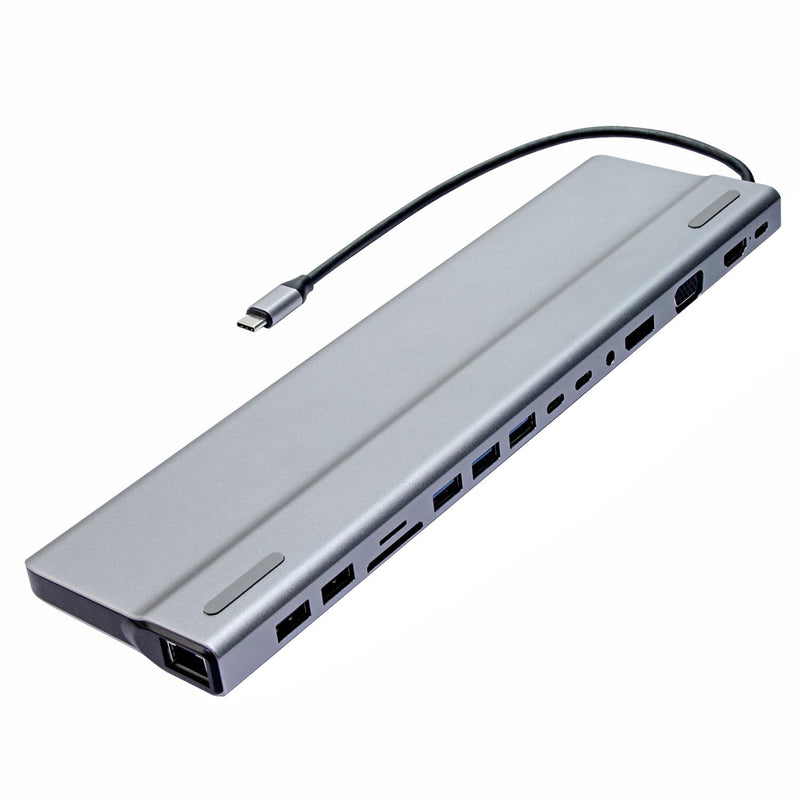USB C Docking Station 15 in 1, Docking Station 3 Monitors with HDMI/DP/VGA, Ethernet, USB, SD/TF, Jack, Laptop Docking for PS4, Xbox, Switch, iPhone and More(1501P) Gray 15 in 1