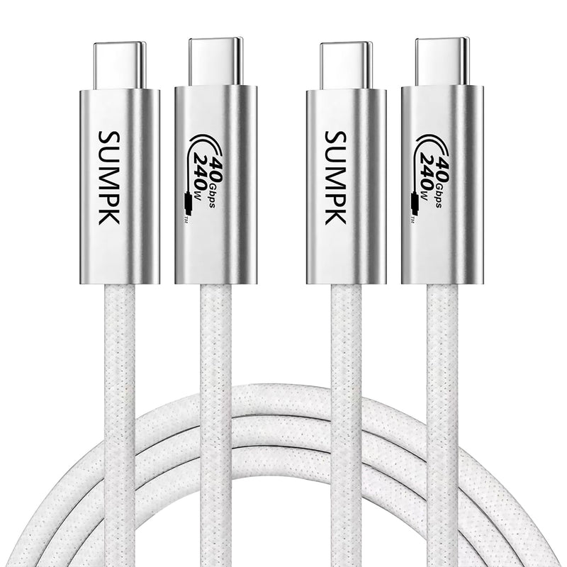 240W USB C Cable 6.6FT 2 Packs, USB4 Cable with 40Gbps High Speed Data Transfer, Single 8K/Dual 4k Display Compatible for Thunderbolt 4/3 Monitor/Hub/Docking Stations, iPhone 16/16 Pro 6ft, 6ft 240W / 40Gbps / 8k