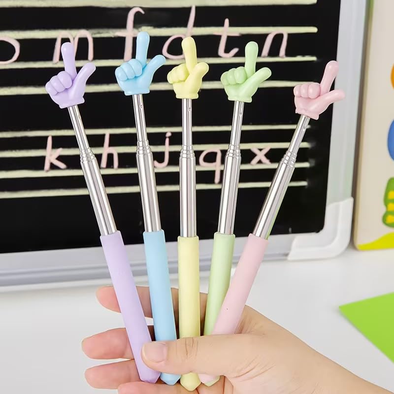 2Pcs Blue, Purple,Retractable Teachers Pointer Sticks, Telescopic Finger Teachers Pointer for Classroom Presentation Whiteboard Extendable Hand Pointing Stick for Teachers Speakers,Office Electronics