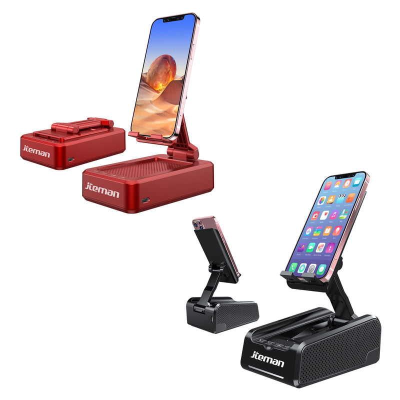 JTEMAN Portable Wireless Bluetooth Speakers with Phone Stand,Desktop Kitchen Gadgets Phone Stand,Compatible for iPhone/Samsung/Mini iPad