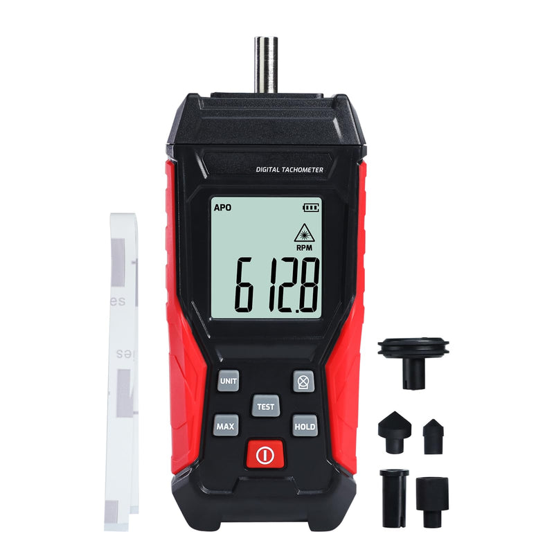 2-in-1 Digital Tachometer with Laser & Contact Non-Contact Laser Tach Meter 3-19999RPM and Photo Tachometer 3~99999RPM MAX/MIN/Hold Data/AVG, Backlit RPM Gauge for Cars, HVAC, Motors, Small Engines