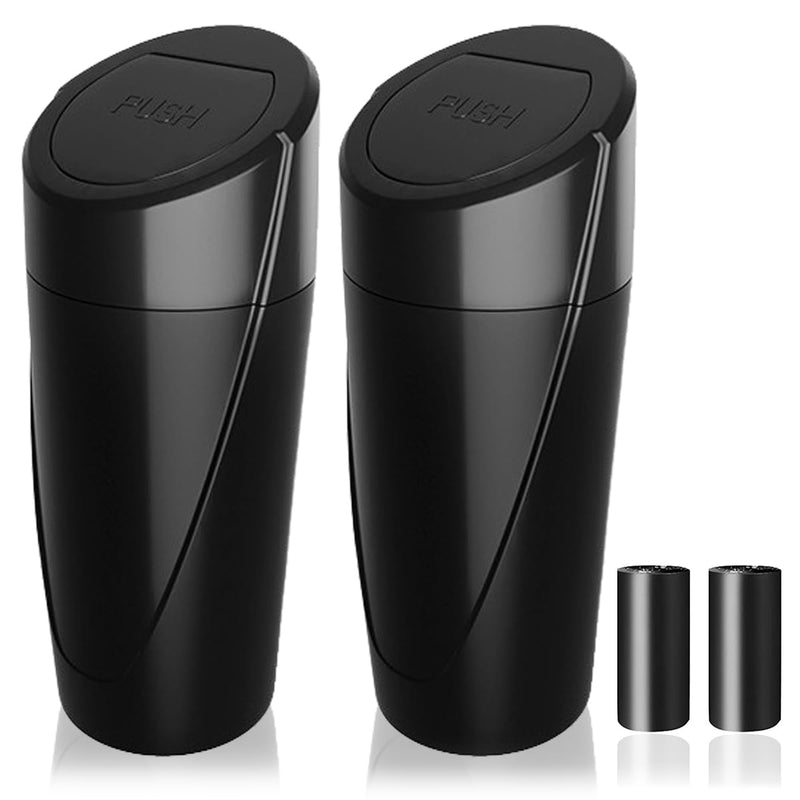  [AUSTRALIA] - Car Trash Can Bin with Lid - 2 Packs Car Garbage Can Cup Holder - Black Mini Leakproof Vehicle Trash Garbage Can Bin with 40pcs Trash Bags-Car Organizers and Storage for Front Back Seat Accessories Black,Black 1