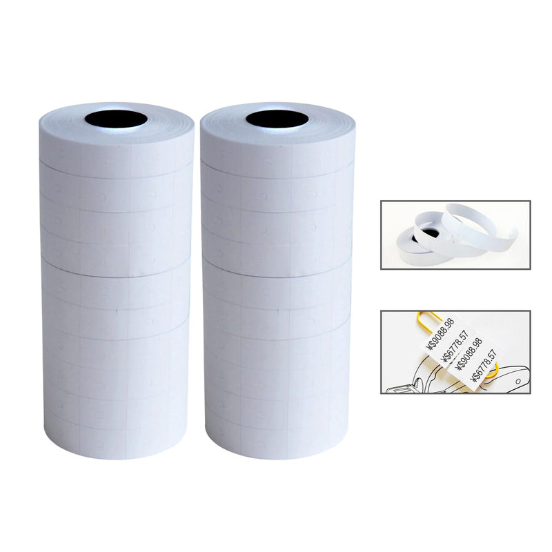 Double Line Price Label Paper for MX-6600 Price Gun Labeller,Pricemarker Labels for MX-6602/G6600/YH-689/CN-6600EOS,20 Rolls 10000 pcs (White, M) 18mm (Medium) White