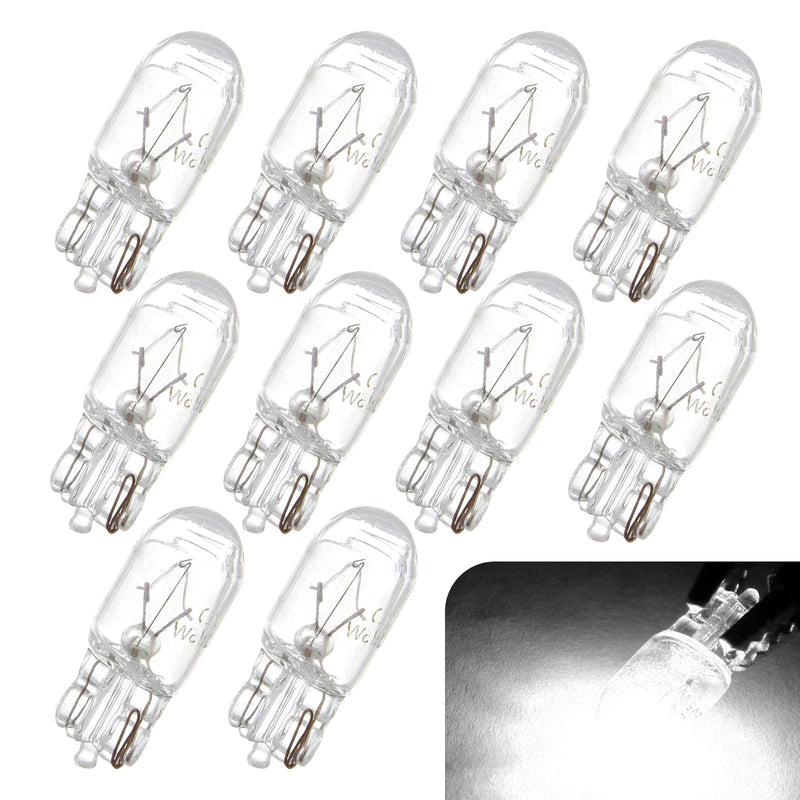 Pack-10 T10 Car Brake Lights, T10 168 192 12V 5WDouble-wire Vehicle Turn Signal Tail Light Replacements, Universal Waterproof Automotive Lighting Accessories for Truck SUV Car (White Light) 10 PCS White Light #T10