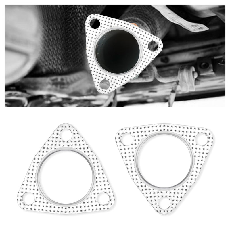 2PCS Exhaust Gasket,2" 3-Bolt Exhaust Flange Gasket,Multifunctional Manifold/Header/Muffler/Catalytic Converter Gaskets (2 inch) 2 inch