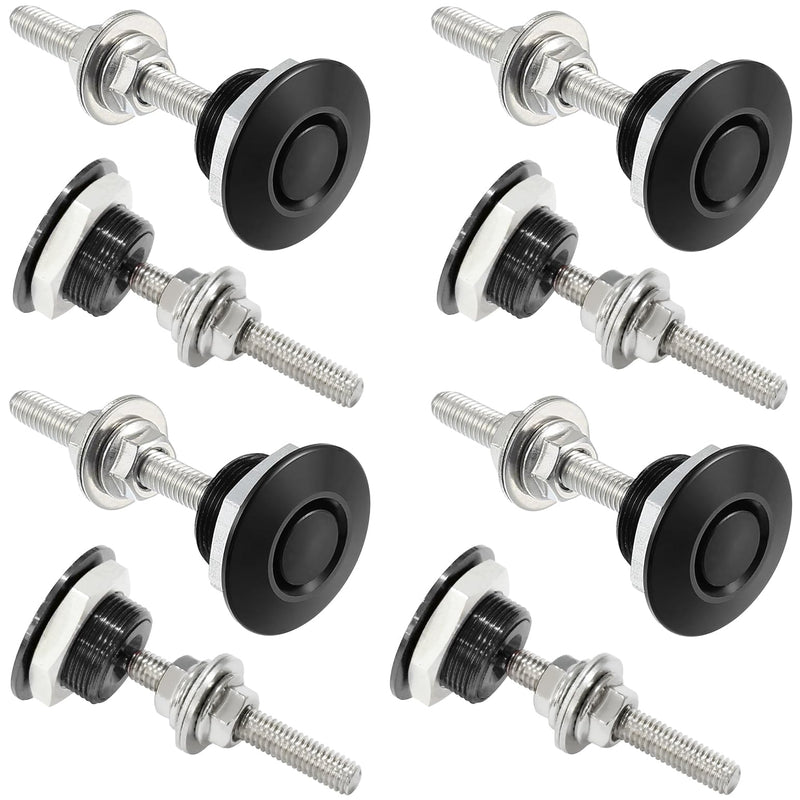 Packs of 8 Universal Aluminum Vehicle Hood Pins-Quick Release Lock Latch Bumper-License Plate Lock Clip，Quick Release Lock Latch Bumper，Diameter 1.25 inch(Black) Black