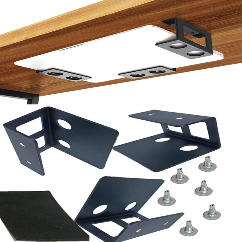 Under Desk Laptop Holder Mount with Screw,Under Desk Mount Bracket,Add On Under Table Laptop/Keyboard Storage(Black) 3pcs