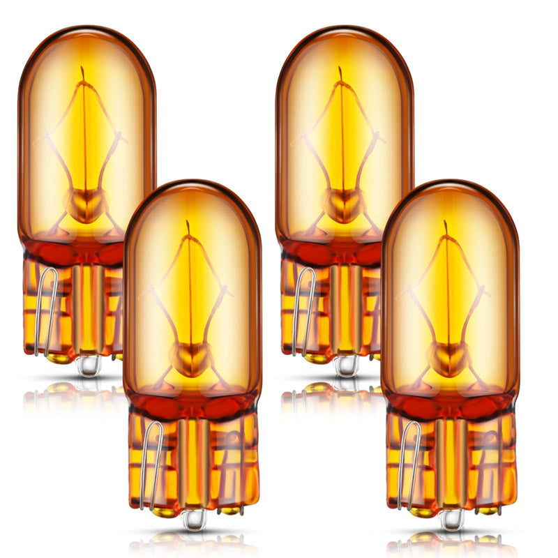 2827NATB 2825 Bulb 12V 5W W2.1 x 9.5D Base Natural Amber Parking Light Side Marker Light Bulbs Front Lights Headlights