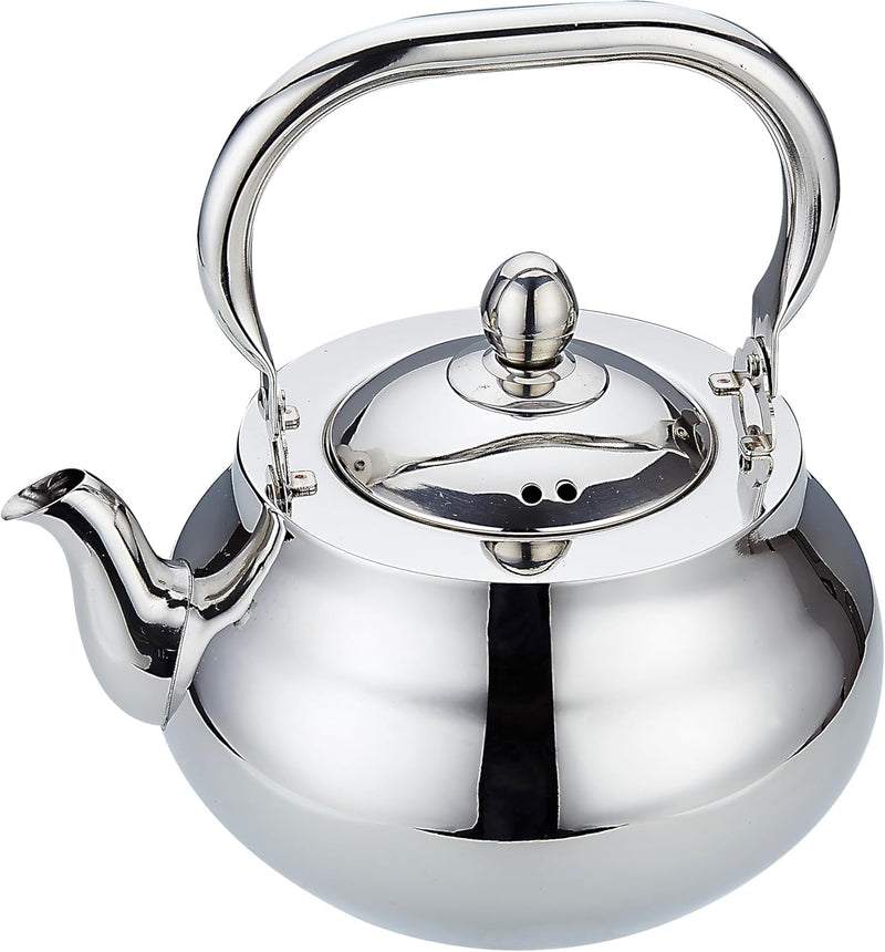 SANQIAHOME Stainless Steel Teapot With Removeable Infuser 71 oz (2000ml) Thickened Mirror Polished Stovetop Tea Maker for Herbal and Infusion 2000ml Silver(J)