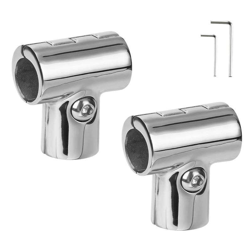 Marine Boat Hand Rail Detachable Tee for 7/8 inch (22 mm) or 1 inch (25.4 mm) Tubing, Heavy Duty 90 Degree 316 Stainless Steel Hinged Handrail Tee Fitting(2-Pack)