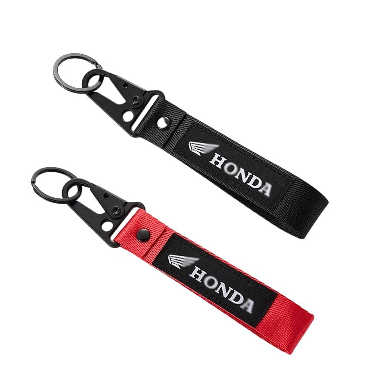 2 Pcs Fabric Keychain, Black and Red Motorcycle Keychain, Heavy Duty Key Chain for Bike, Car