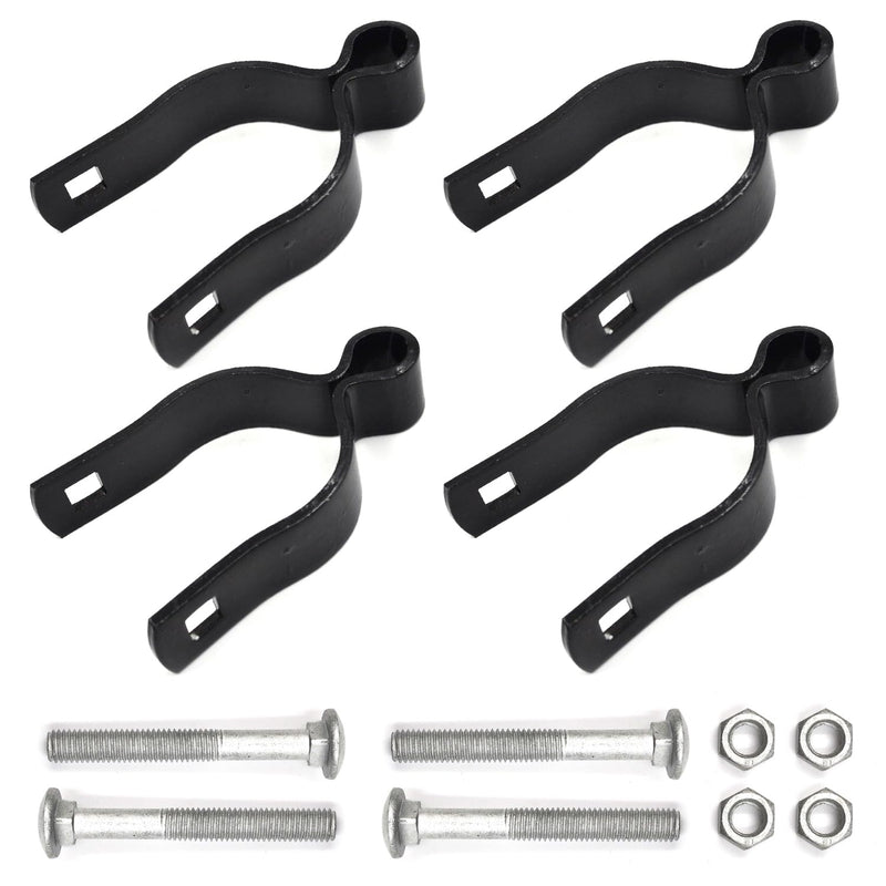 (4 Pack) 1-3/8" Pressed Steel Chain Link Fence Gate Post Hinge, Chain Link Fence Female Hinge, with Nut/Bolt - Black 1-3/8"(Famale)