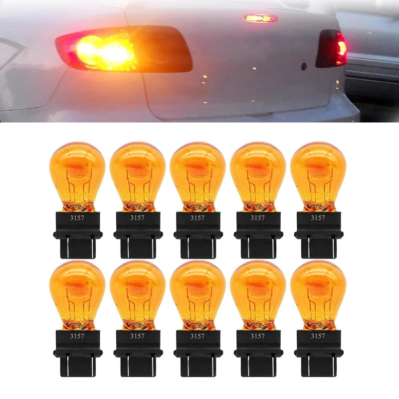 10 Pack Car Instrument Light Bulb, 3157 Brake Light Bulb, 12V 21/5W Automobile Lighting Replacement Accessory, Universal for Most Cars, Trucks and Vans (Amber) 10 PCS Amber