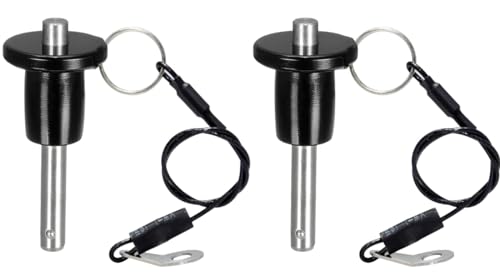 MerciL 2pcs Ball Locking Pin, 304 Stainless Steel Push-Button Quick Release Pin Quick Release Fastening Locating Safety Pins with Lanyard Cable (6X40mm) 6X40mm