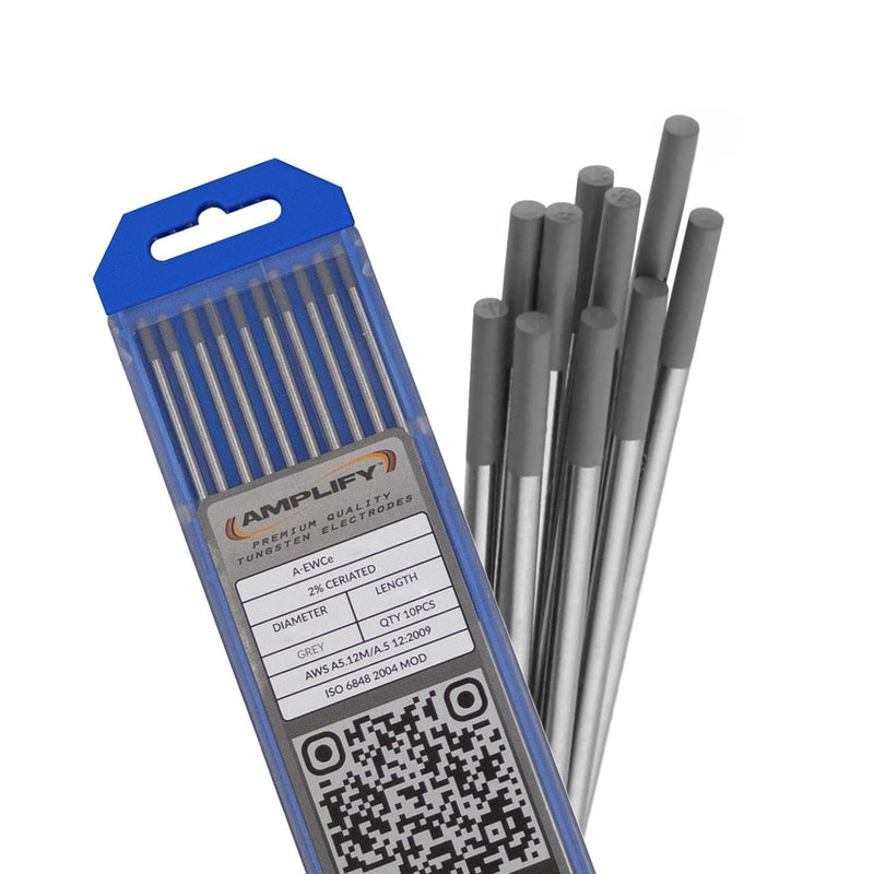 Arc-Zone Amplify Tungsten Electrode for TIG Welding, 2% Ceriated 3/32" x 7" (Grey, EWCe-2) 10 Pack 3/32" Grey