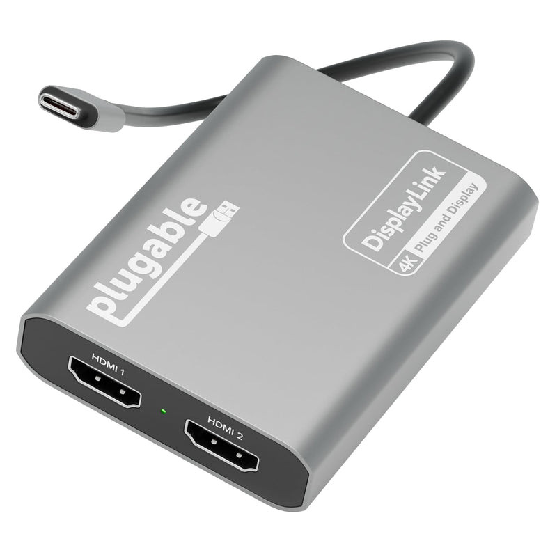 Plugable USB C to HDMI Adapter, Dual Monitor 4K 60Hz for Apple Mac M1/M2/M3, DisplayLink Multiple Displays for Thunderbolt MacBook or iMac, Driver Required (USBC-6950M)