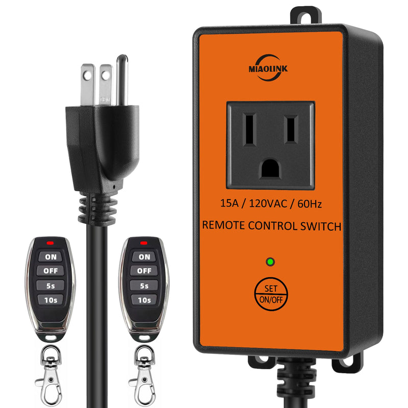 120v Automatic Remote Vacuum Switch, Wireless Dust Collector Starter Outlet for Power Tools, 5s/10s Delay Off Switch(Battery Included) 120V