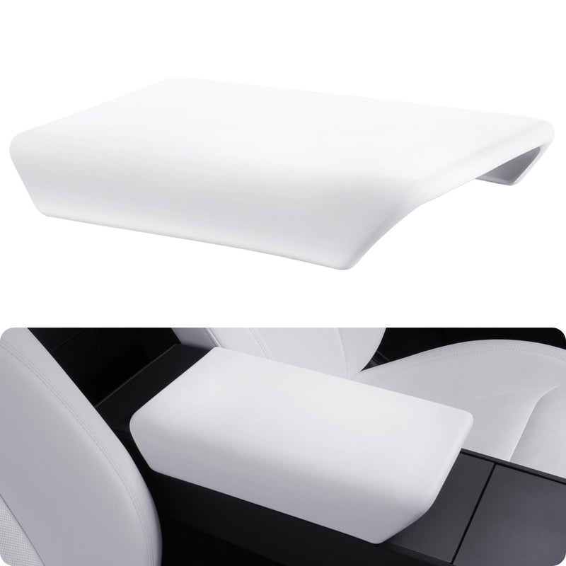 BASENOR Upgraded Center Console Cover for Tesla Model Y 2025 2026 Juniper 2024 2025 Tesla Model 3 Refresh Highland Non-Slip TPU Armrest Cover [No Logo] Arm Rest Protector Accessories White Model Y Juniper / 3 Highland White