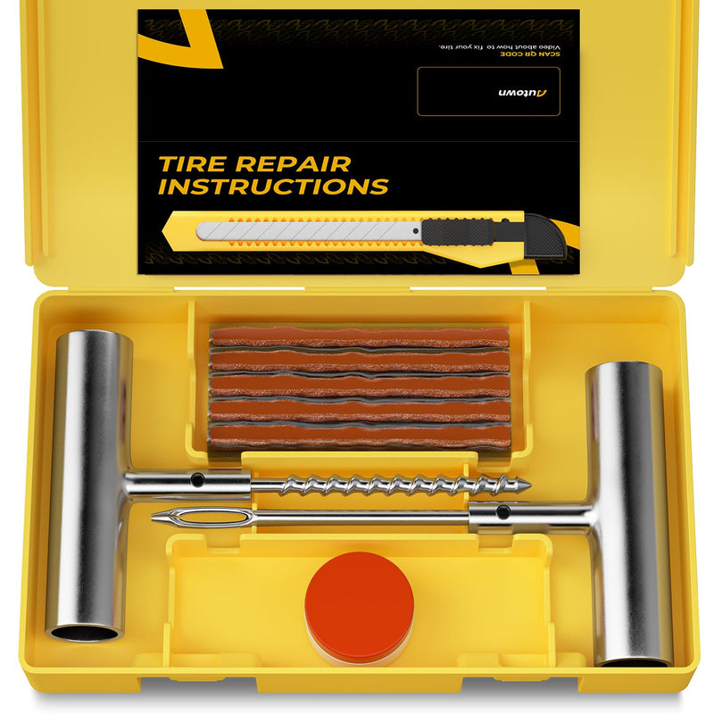 Tire Repair Kit with Plugs Fix Punctures & Plug Flats with Ease - Heavy Duty Flat Tire Puncture Repair Kit for Car, Motorcycle, ATV, UTV, RV, Trailer, Tractor, Jeep, Etc