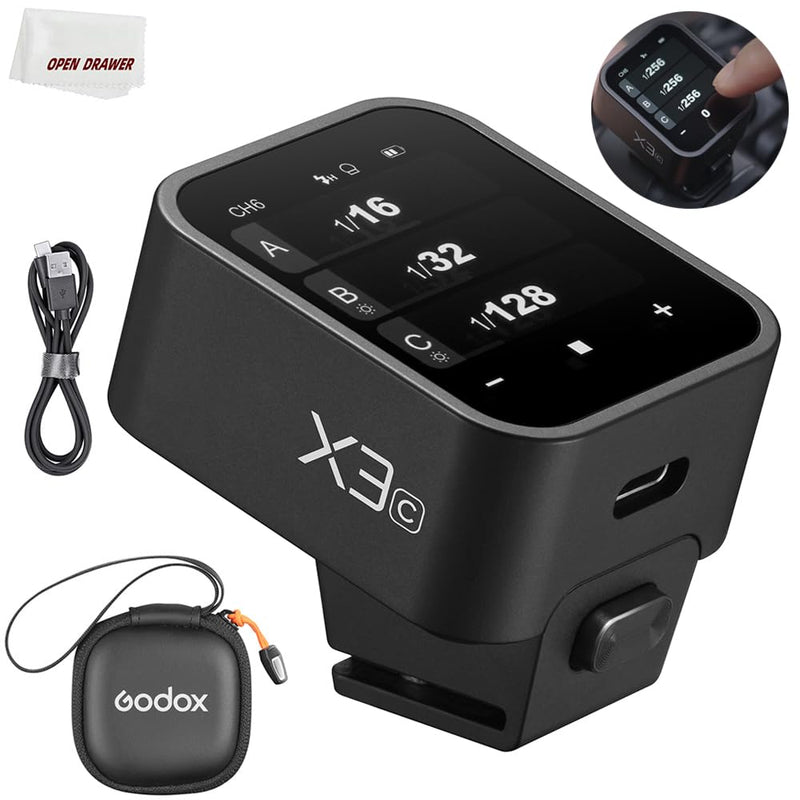Godox X3C X3 C X3-C Trigger, Godox Flash Trigger, Touch Screen TTL Wireless Flash Trigger, with TCM Conversion, Built-in 3.7V 850mAh Li-Ion Battery, Approx 7 Days Standby for Canon Cameras (X3-C)
