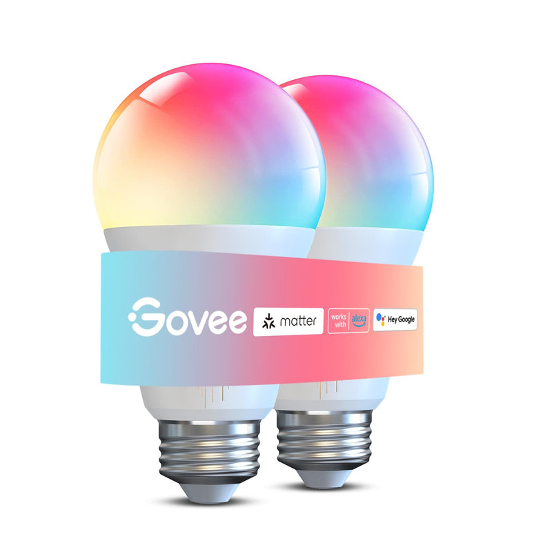 Govee Smart Light Bulbs 1200 Lumens, Color Changing Light Bulbs RGBWW Dimmable, Works with Matter, Alexa and Google Assistant, 12W 85W Equivalent A19 LED Bulbs for Bedroom Living Room, 2 Pack