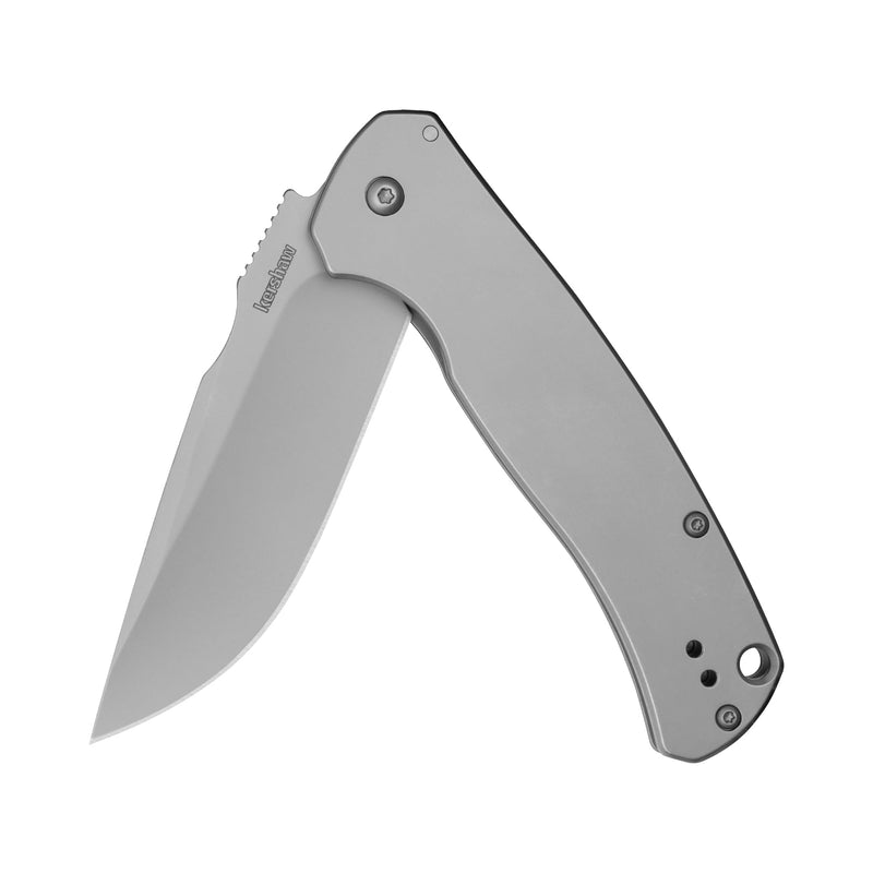 Kershaw Scour Pocket Knife, Matte Gray Design, 3.3 Inch Stainless Steel Drop Point Blade, EDC with Assisted Opening, Reversible Pocketclip, Everyday Carry Pocket Knife for Men and Women
