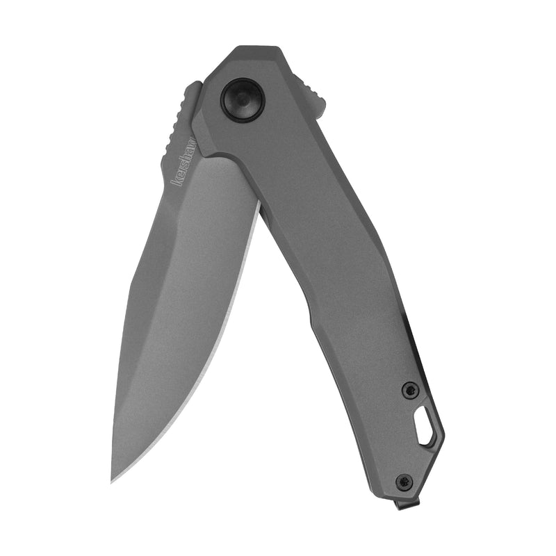 Kershaw Helitack Pocket Knife, Matte Gray Design, 3.26 Inch Stainless Steel Drop Point Blade, EDC with Assisted Opening, Contoured Steel Handle, Everyday Carry Pocket Knife for Men and Women