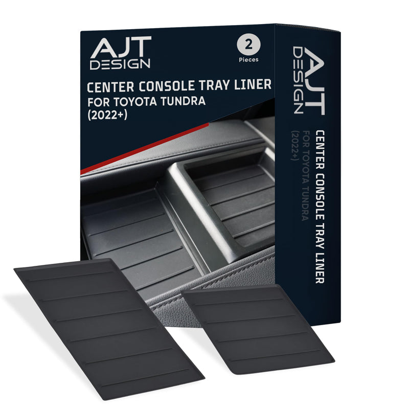 AJT DESIGN Center Console Tray Liner for Toyota Tundra (2022+) & Sequoia (2023+) | Non-Slip Mat & Anti-Rattle Center Console Organizer Tray - 2 Piece | Easy Installation-Made in USA Pack of 2 2022+ Tundra SR, SR5, Limited & 2023+ Sequoia