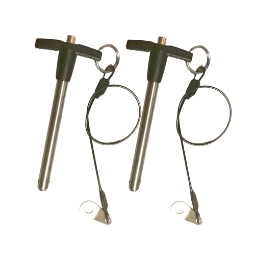 T-Handle Locking pin 304 Stainless Steel Grip Push-Button Locking Quick-Release pin with Safety Rope (Φ5/16in x 2-3/4in(2PCS)) Φ5/16in x 2-3/4in(2PCS)