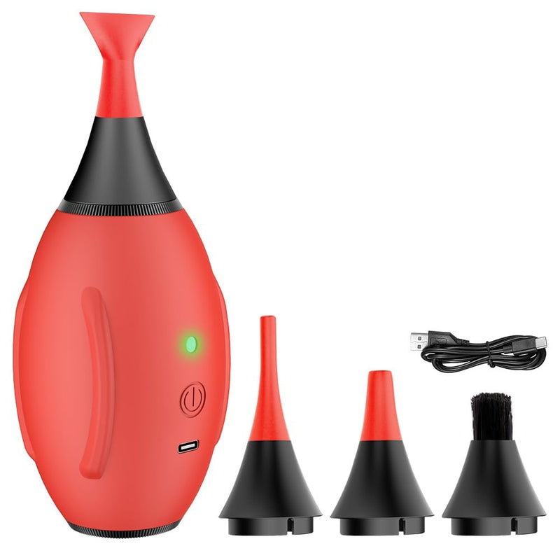 LENSGO Electric Air Blow,Camera Cleaning Kits with 4 Cleaning Heads for CMOS/Regular/Crevice Clean and Brush, 4.0kPa Dust Removal Type C Charge (Red) Red